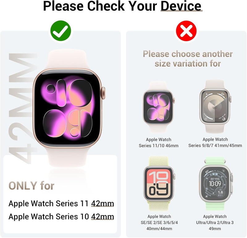 Tensea [3PCS for Apple Watch Screen Protector Case Series 11/10 42mm Accessories, iWatch Protective Face Cover for Women Men, Tempered Glass Film Hard Bumper for iPhone Watch 42 mm - Image 2